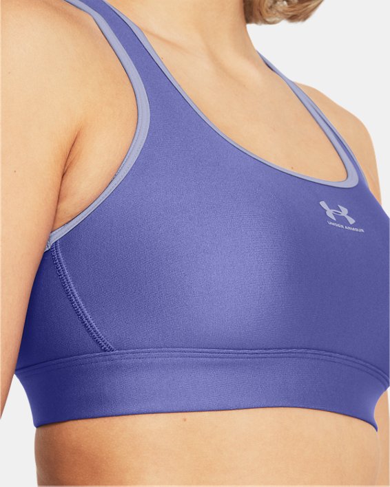 Women's HeatGear® Mid Padless Sports Bra, Purple, pdpMainDesktop image number 6